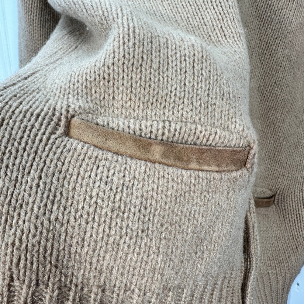 Vintage 1960s Jantzen Shetland Wool Cardigan M Camel Brown Made USA Grandpa - Picture 3 of 9